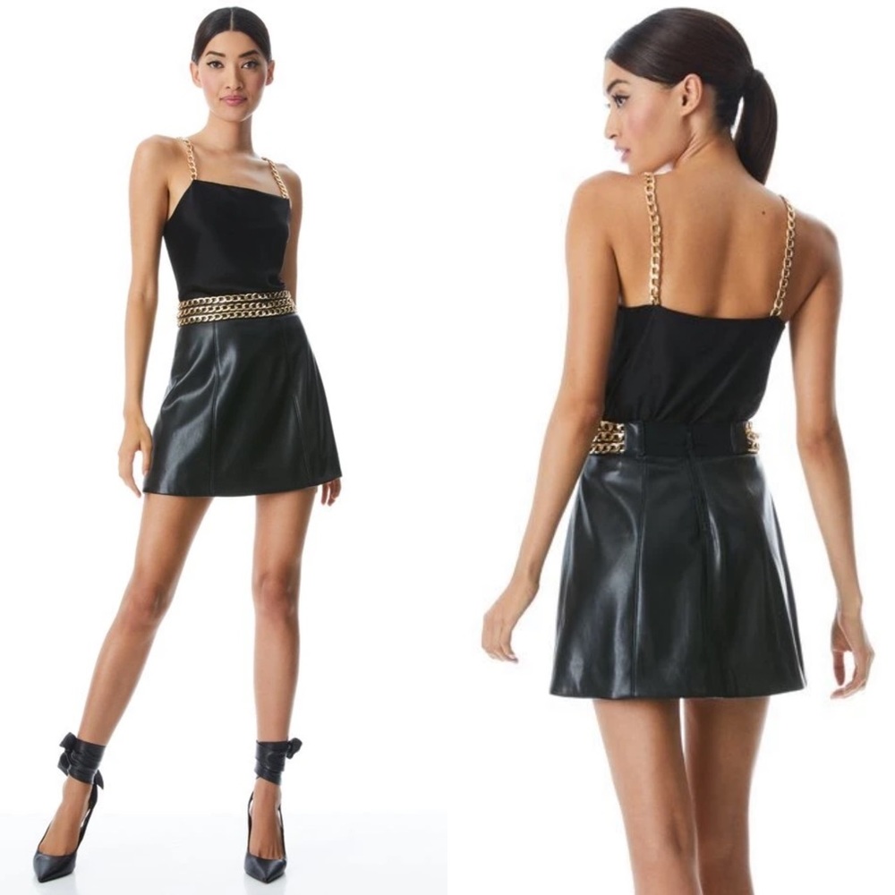 NEW - Alice + Olivia HARMON Chain Satin Tank Size Small